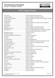 PhD Subject Areas - Faculty of Science - The University of Auckland