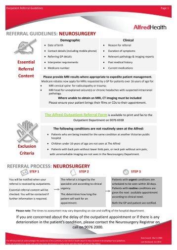 NEUROSURGERY - Alfred Hospital