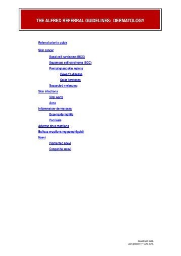 Dermatology Referral Guidelines - Alfred Hospital