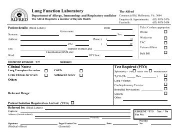 Lung Function Referral Slip - Alfred Hospital