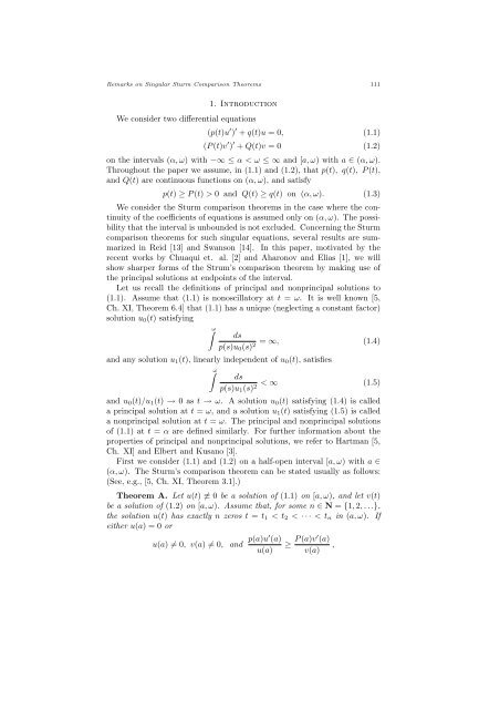 REMARKS ON SINGULAR STURM COMPARISON THEOREMS