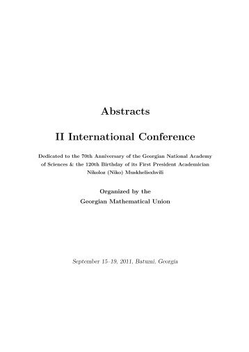 Abstracts II International Conference - Razmadze Mathematical ...