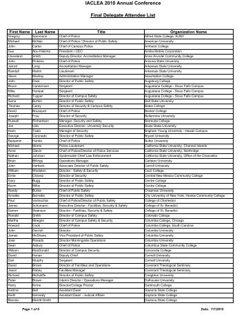 Conference Registration List - IACLEA