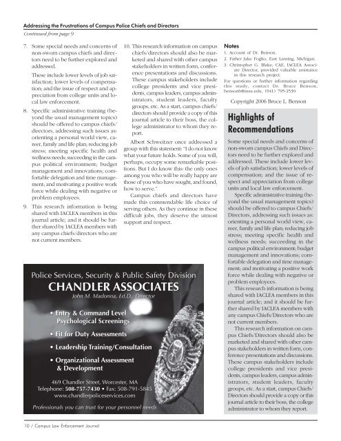 Volume 36, No. 5 - September/October 2006 Campus Law ... - IACLEA