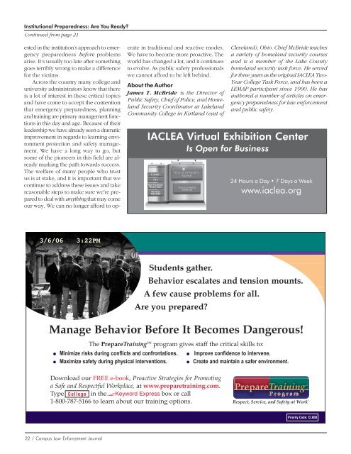 Volume 36, No. 2 - March/April 2006 Campus Law ... - IACLEA