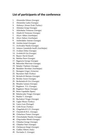 List of participants of the conference