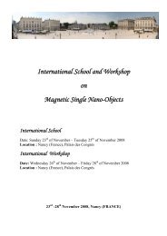 International School and Workshop on Magnetic Single Nano ... - LPM