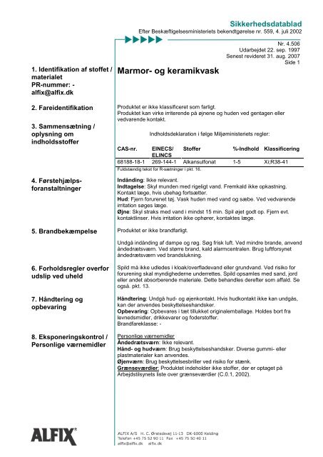 Marmor- og keramikvask - Alfix A/S