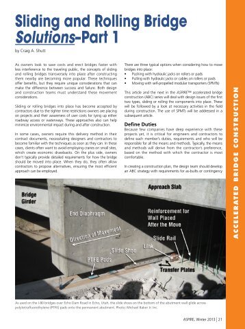 Sliding and Rolling Bridge SolutionsâPart 1 - Aspire - The Concrete ...