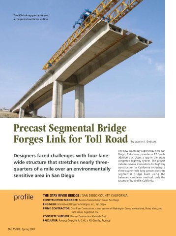 Precast Segmental Bridge Forges Link for Toll Road - Aspire - The ...