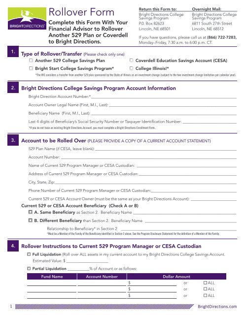 Rollover Form - Bright Directions