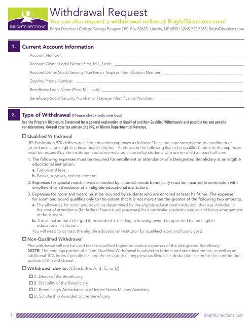 Withdrawal Request Form - Bright Directions