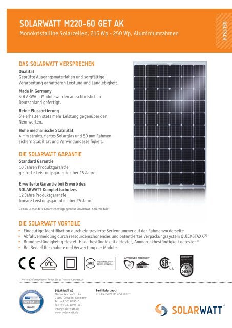 SOLARWATT M220-60 GET AK, German