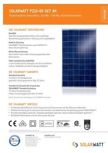 SOLARWATT P210-60 GET AK, German