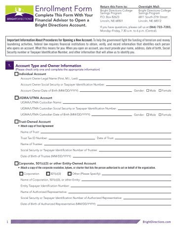 Enrollment Form - Bright Directions