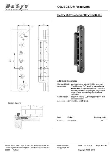 OBJECTA Â® Receivers - Bartels SystembeschlÃ¤ge GmbH