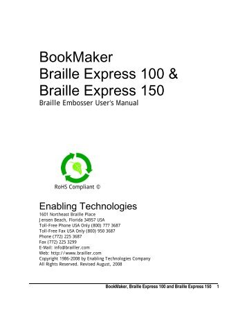 BookMaker Braille Express 100 & Braille Express 150 - Enabling ...