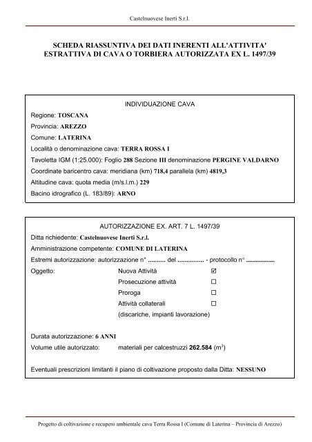 Scheda ex L. 1497-1939 - Comune di Laterina