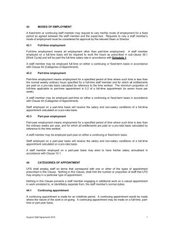 3. 1 Modes and Categories of Employment for Support Staff ...