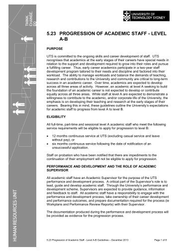 5.23 Progression of Academic Staff - Level A-B - Guidelines