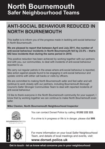 North Bournemouth ASB reduction community leaflet - Dorset Police