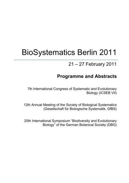 Programme and Abstracts - BioSystematics Berlin 2011