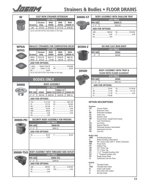 floor drains - Josam