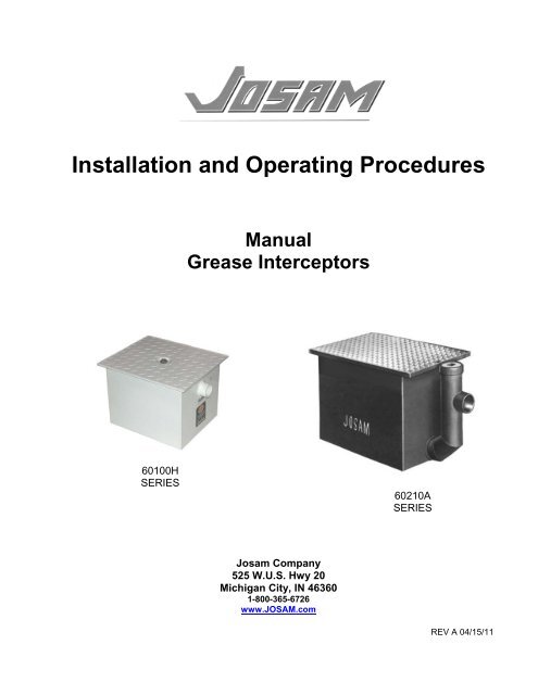 Manual and Semi-Automatic Grease Interceptor - Josam