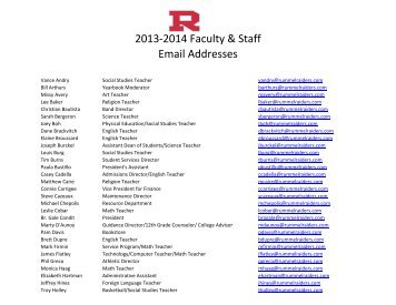 2013-2014 Faculty & Staff Email Addresses