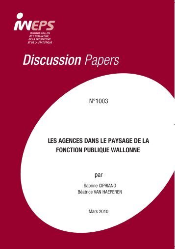 Les agences dans le paysage de la fonction publique ... - Iweps