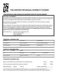 THE CENTRE FOR SEXUAL DIVERSITY STUDIES - University ...