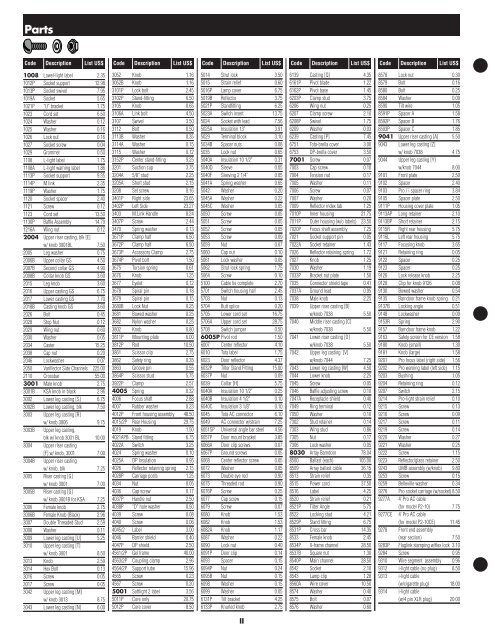 Lowel Parts Booklet Price List A Pull-Out Insert