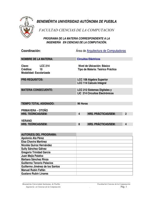 Circuitos ElÃ©ctricos - BenemÃ©rita Universidad AutÃ³noma de Puebla