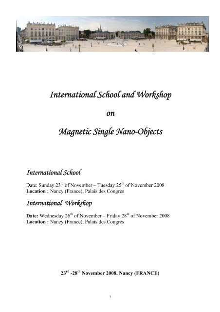 International School and Workshop on Magnetic Single Nano ... - LPM