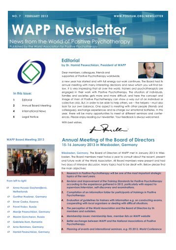 WAPP Newsletter - Prof. Peseschkian Stiftung