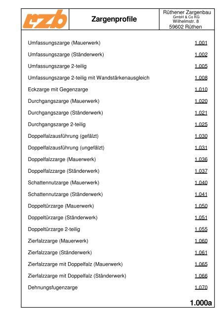 Zargenprofile - Rzb-zargen.de