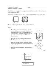 Algebra Connections Worksheet Recall that when using generic ...