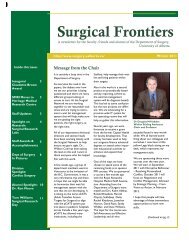 Surgical Frontiers Winter 2011 - Surgery - University of Alberta