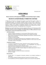 OFFRE D'EMPLOI RECRUTE UN RESPONSABLE ... - L'UNAM