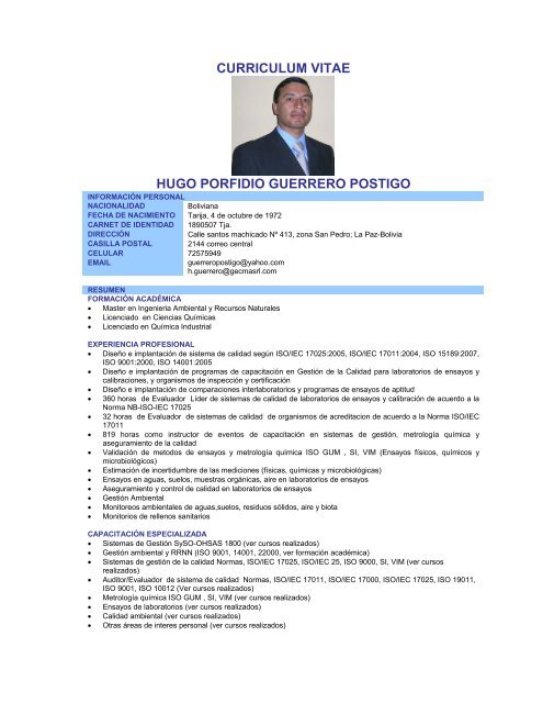 curriculum vitae hugo porfidio guerrero postigo - CNA