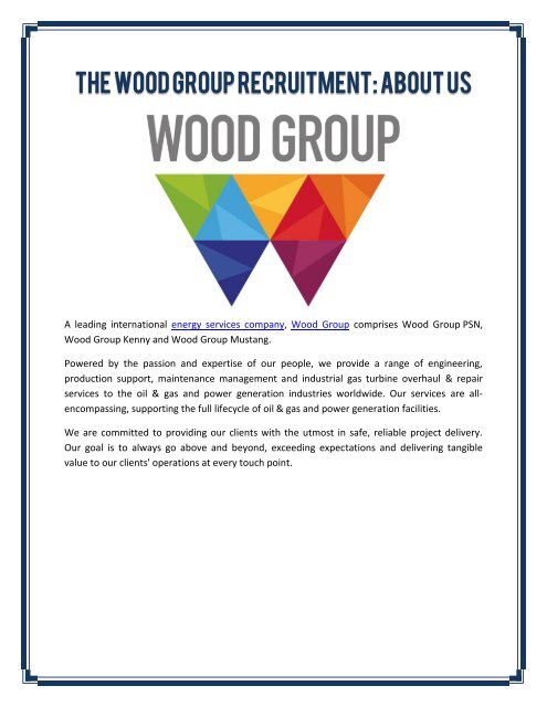 The Wood Group Recruitment: About Us