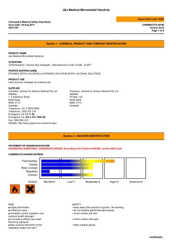 Chemwatch MSDS Print - Briggate Medical Company