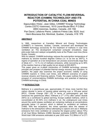 introduction of catalytic flow-reversal reactor (ch4min) technology ...