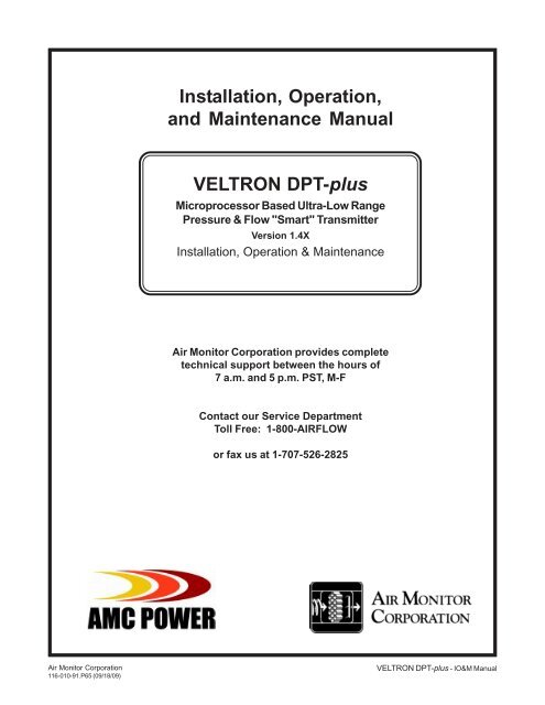 Air Monitor Corp Veltron II Differential Pressure 24V AC/DC 