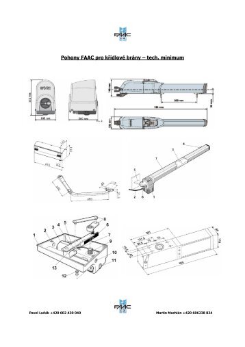 Pohony FAAC pro kÅÃ­dlovÃ© brÃ¡ny â tech. minimum - FAACCZ