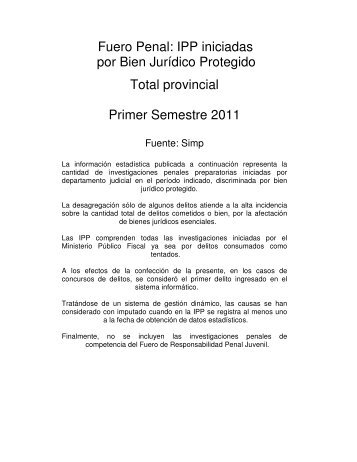 Fuero Penal: IPP iniciadas por Bien Jurídico Protegido Total ...