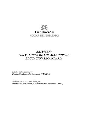 los valores de los alumnos de educaciÃ³n secundaria - Fuhem