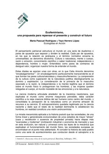 Ecofeminismo, una propuesta para repensar el presente y ... - Fuhem