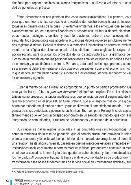 Reflexiones en torno a Polanyi y la actual crisis capitalista - Fuhem