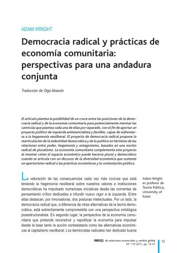 Democracia radical y prÃ¡cticas de economÃ­a comunitaria ... - Fuhem